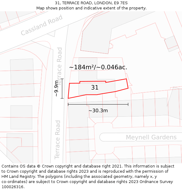 31, TERRACE ROAD, LONDON, E9 7ES: Plot and title map