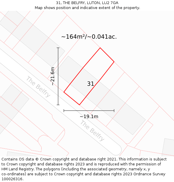 31, THE BELFRY, LUTON, LU2 7GA: Plot and title map