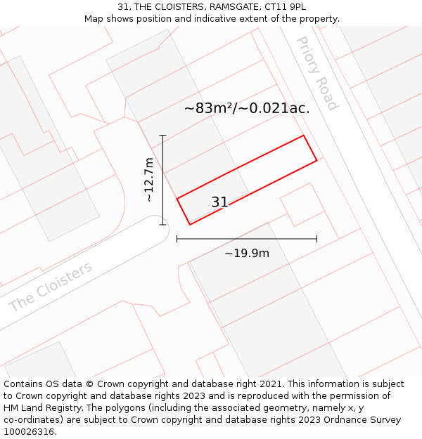 31, THE CLOISTERS, RAMSGATE, CT11 9PL: Plot and title map