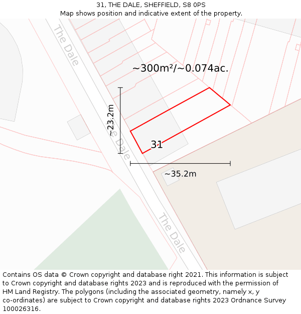 31, THE DALE, SHEFFIELD, S8 0PS: Plot and title map