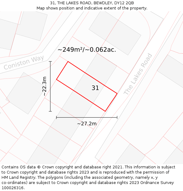 31, THE LAKES ROAD, BEWDLEY, DY12 2QB: Plot and title map