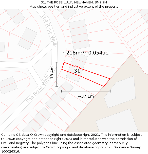 31, THE ROSE WALK, NEWHAVEN, BN9 9NJ: Plot and title map