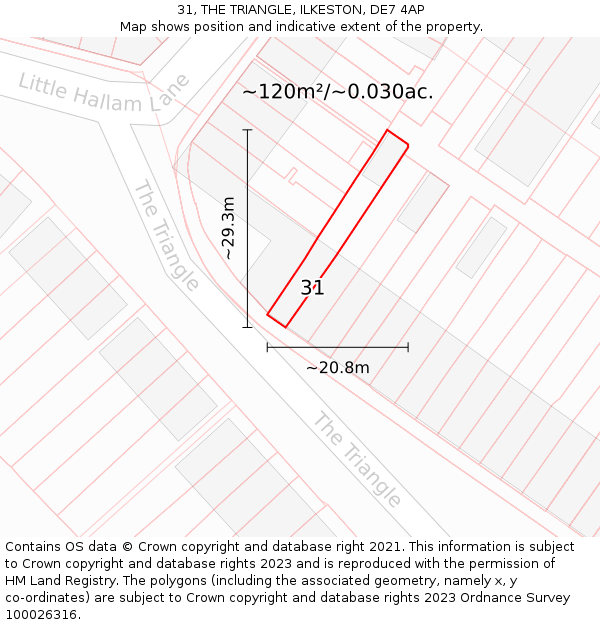 31, THE TRIANGLE, ILKESTON, DE7 4AP: Plot and title map