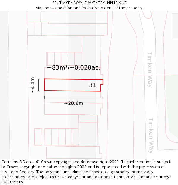 31, TIMKEN WAY, DAVENTRY, NN11 9UE: Plot and title map