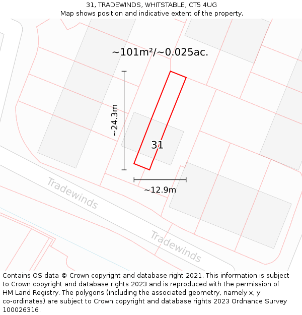 31, TRADEWINDS, WHITSTABLE, CT5 4UG: Plot and title map