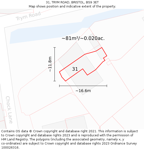 31, TRYM ROAD, BRISTOL, BS9 3ET: Plot and title map