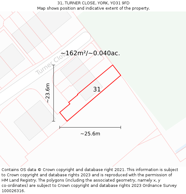 31, TURNER CLOSE, YORK, YO31 9FD: Plot and title map