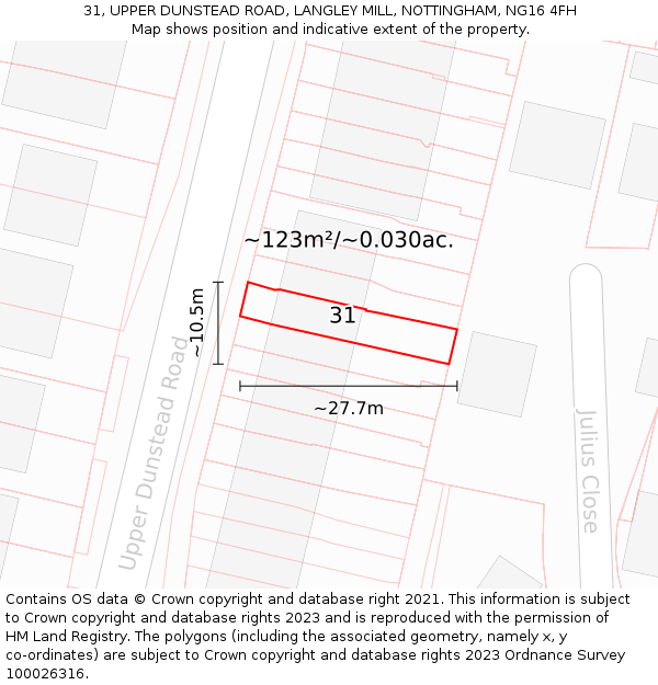 31, UPPER DUNSTEAD ROAD, LANGLEY MILL, NOTTINGHAM, NG16 4FH: Plot and title map