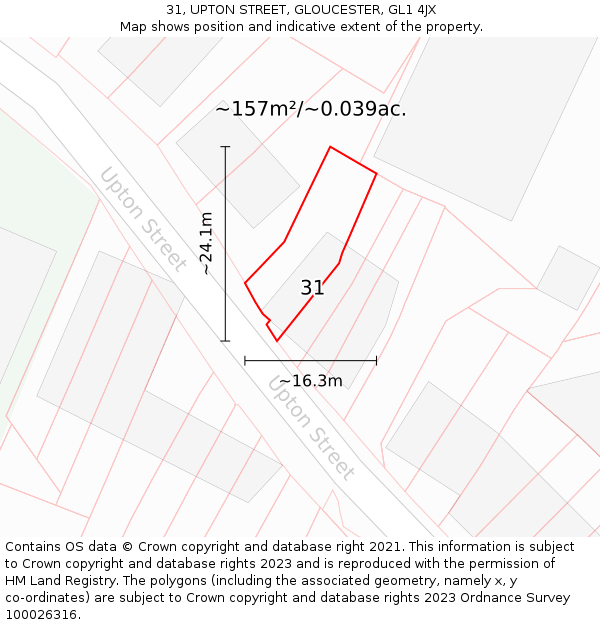 31, UPTON STREET, GLOUCESTER, GL1 4JX: Plot and title map