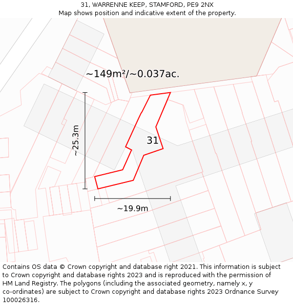 31, WARRENNE KEEP, STAMFORD, PE9 2NX: Plot and title map