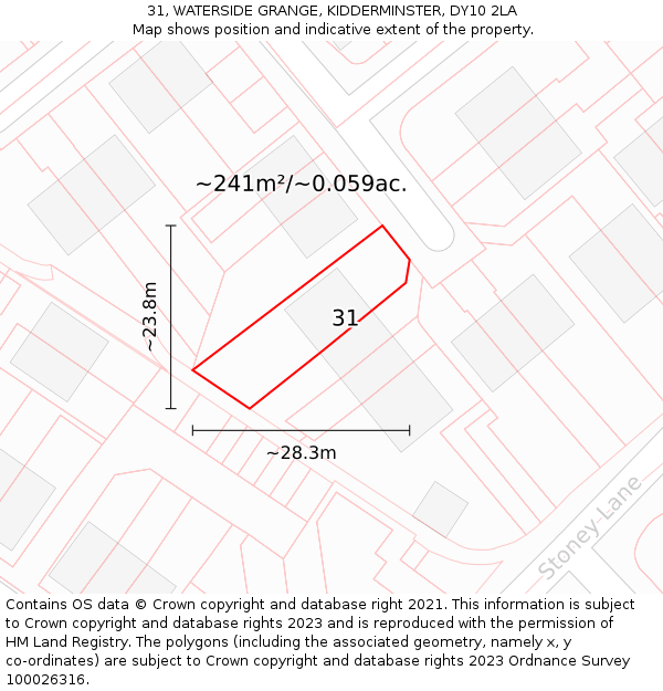 31, WATERSIDE GRANGE, KIDDERMINSTER, DY10 2LA: Plot and title map