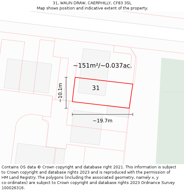 31, WAUN DRAW, CAERPHILLY, CF83 3SL: Plot and title map