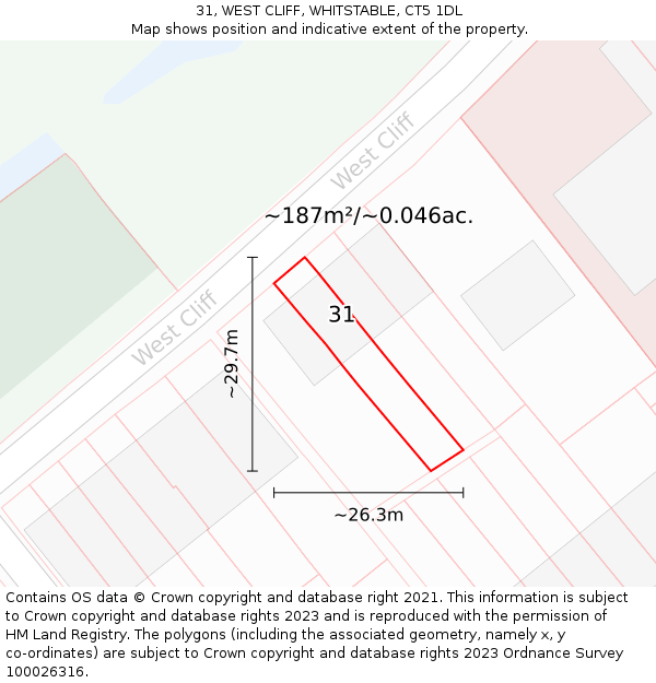 31, WEST CLIFF, WHITSTABLE, CT5 1DL: Plot and title map