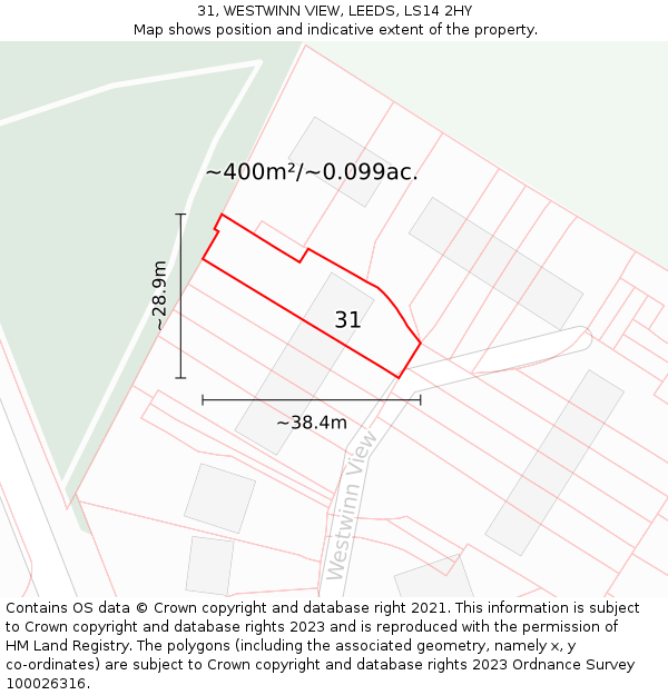 31, WESTWINN VIEW, LEEDS, LS14 2HY: Plot and title map
