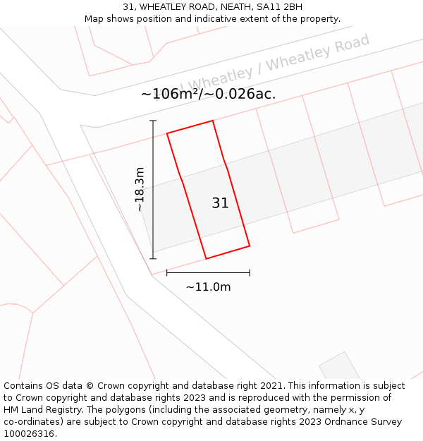 31, WHEATLEY ROAD, NEATH, SA11 2BH: Plot and title map