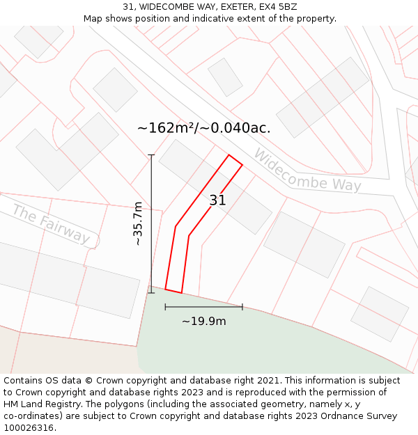 31, WIDECOMBE WAY, EXETER, EX4 5BZ: Plot and title map