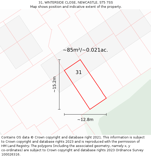 31, WINTERSIDE CLOSE, NEWCASTLE, ST5 7SS: Plot and title map