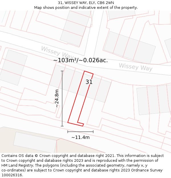 31, WISSEY WAY, ELY, CB6 2WN: Plot and title map