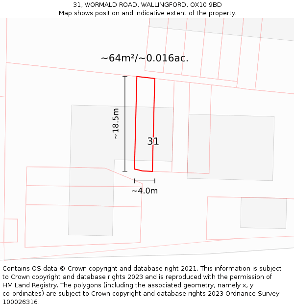 31, WORMALD ROAD, WALLINGFORD, OX10 9BD: Plot and title map
