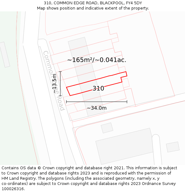 310, COMMON EDGE ROAD, BLACKPOOL, FY4 5DY: Plot and title map