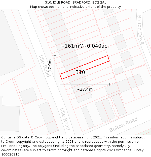 310, IDLE ROAD, BRADFORD, BD2 2AL: Plot and title map