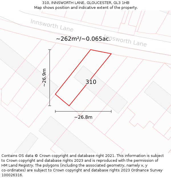310, INNSWORTH LANE, GLOUCESTER, GL3 1HB: Plot and title map