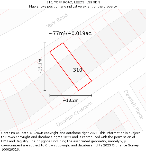 310, YORK ROAD, LEEDS, LS9 9DN: Plot and title map