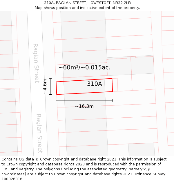 310A, RAGLAN STREET, LOWESTOFT, NR32 2LB: Plot and title map