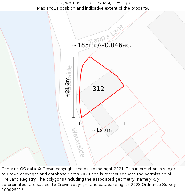 312, WATERSIDE, CHESHAM, HP5 1QD: Plot and title map