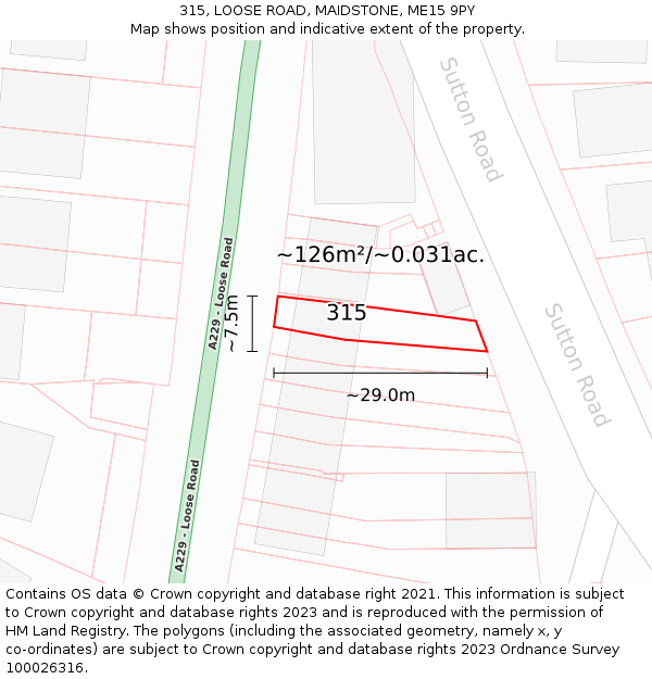 315, LOOSE ROAD, MAIDSTONE, ME15 9PY: Plot and title map