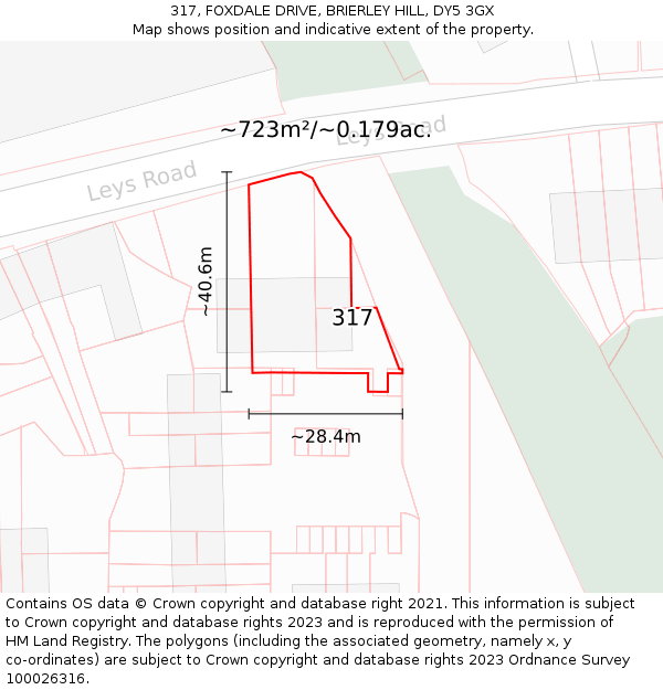 317, FOXDALE DRIVE, BRIERLEY HILL, DY5 3GX: Plot and title map
