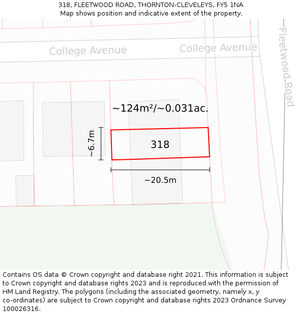 318, FLEETWOOD ROAD, THORNTON-CLEVELEYS, FY5 1NA: Plot and title map
