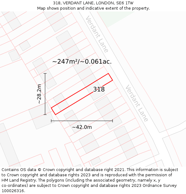 318, VERDANT LANE, LONDON, SE6 1TW: Plot and title map