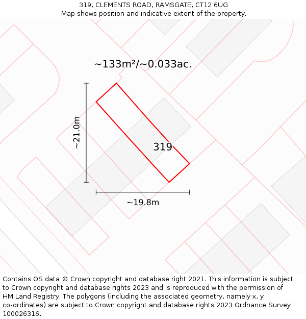 319, CLEMENTS ROAD, RAMSGATE, CT12 6UG: Plot and title map