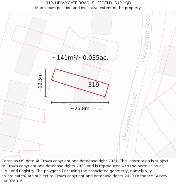 319, HEAVYGATE ROAD, SHEFFIELD, S10 1QD: Plot and title map