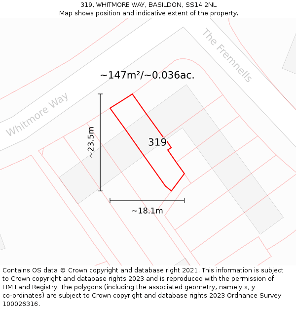 319, WHITMORE WAY, BASILDON, SS14 2NL: Plot and title map