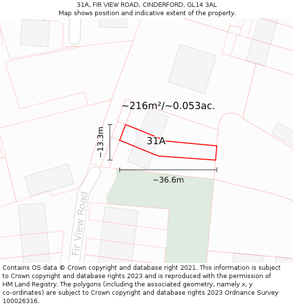 31A, FIR VIEW ROAD, CINDERFORD, GL14 3AL: Plot and title map