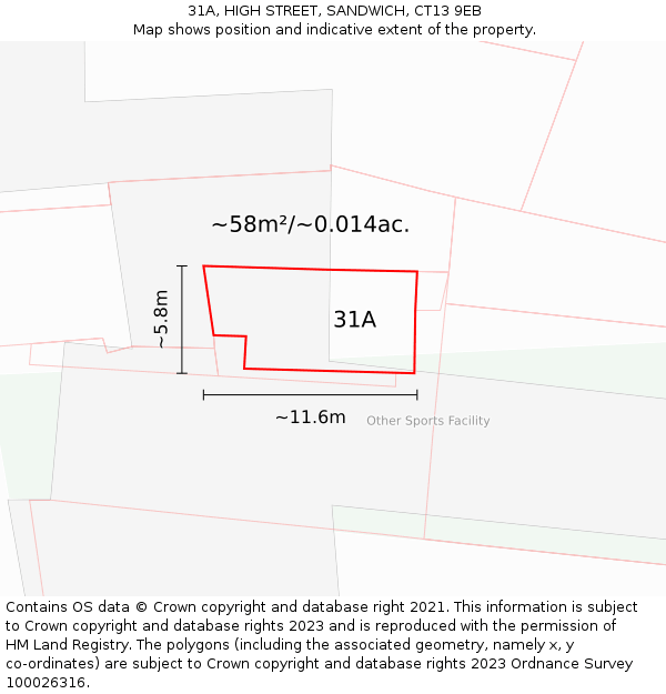 31A, HIGH STREET, SANDWICH, CT13 9EB: Plot and title map