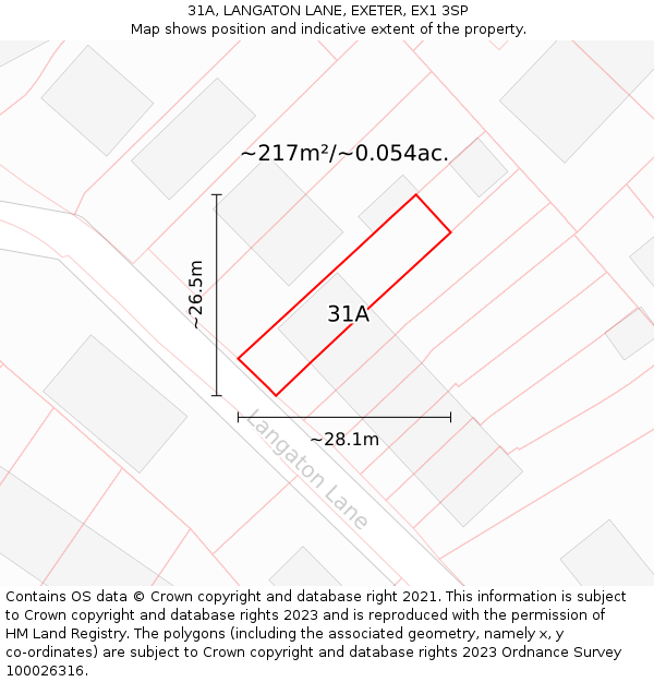 31A, LANGATON LANE, EXETER, EX1 3SP: Plot and title map