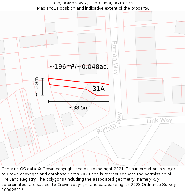 31A, ROMAN WAY, THATCHAM, RG18 3BS: Plot and title map