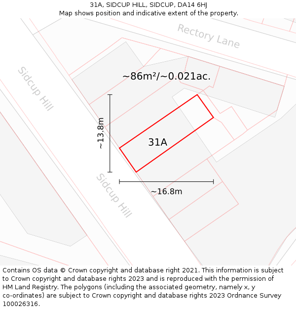 31A, SIDCUP HILL, SIDCUP, DA14 6HJ: Plot and title map
