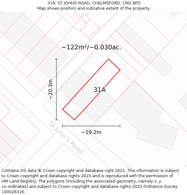 31A, ST JOHNS ROAD, CHELMSFORD, CM2 9PD: Plot and title map