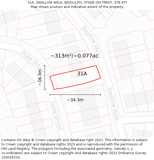 31A, SWALLOW WALK, BIDDULPH, STOKE-ON-TRENT, ST8 6TY: Plot and title map