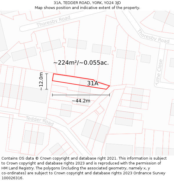 31A, TEDDER ROAD, YORK, YO24 3JD: Plot and title map