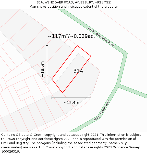 31A, WENDOVER ROAD, AYLESBURY, HP21 7SZ: Plot and title map