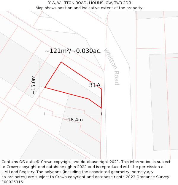 31A, WHITTON ROAD, HOUNSLOW, TW3 2DB: Plot and title map