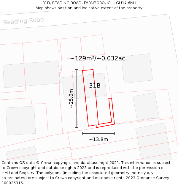 31B, READING ROAD, FARNBOROUGH, GU14 6NH: Plot and title map