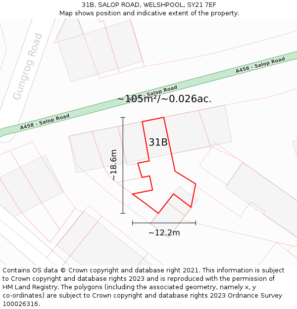 31B, SALOP ROAD, WELSHPOOL, SY21 7EF: Plot and title map
