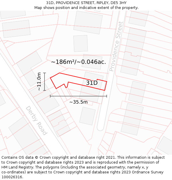 31D, PROVIDENCE STREET, RIPLEY, DE5 3HY: Plot and title map
