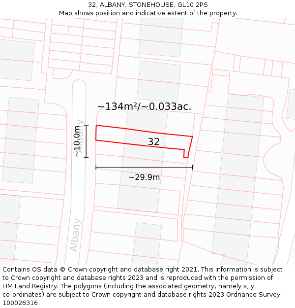 32, ALBANY, STONEHOUSE, GL10 2PS: Plot and title map